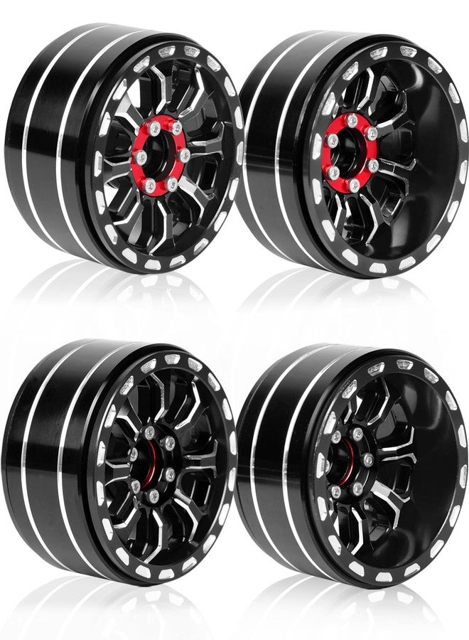 RcarmubWow Adjustable 4 Offsets 1.9IN Beadlock Wheels for 1/10 SCX10 90046 AX103007 SCX10 II SCX10 III TRX4 TRX6 Gen7 8 D90 VS4-10 MST CFX,RC 1.9 Beadlock Wheels Adjustable Rims,4Pack,Black - Image 1